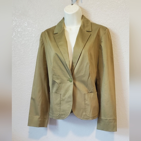 Gene Meyer Women's Classic Olive Green Stretch Fitted Blazer Jacket Size Small - Picture 2 of 7